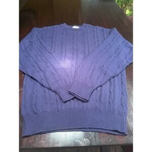 Vintage PREGO Navy Blue Cableknit-Crew Neck 100% Cotton Sweater-Sz Lg